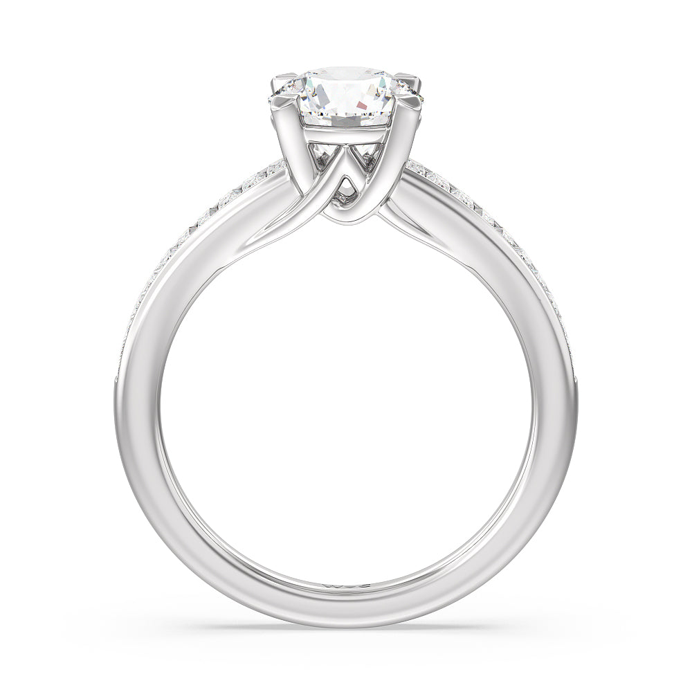 Elegant Channel Set Baguette Engagement Ring with Round Cut