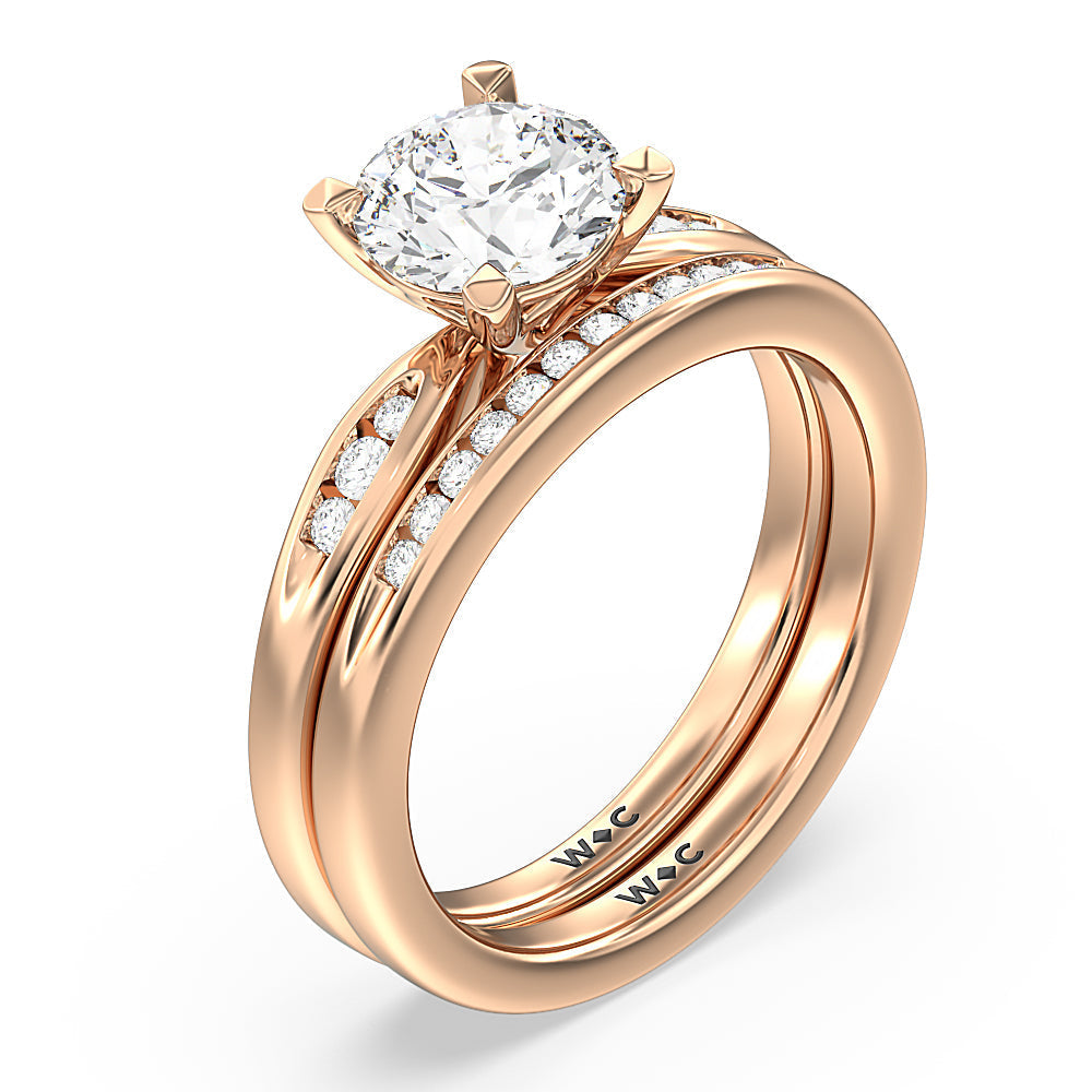 Petite Channel Set Engagement Ring with Radiant Cut Diamond in 14KT Rose Gold view 4
