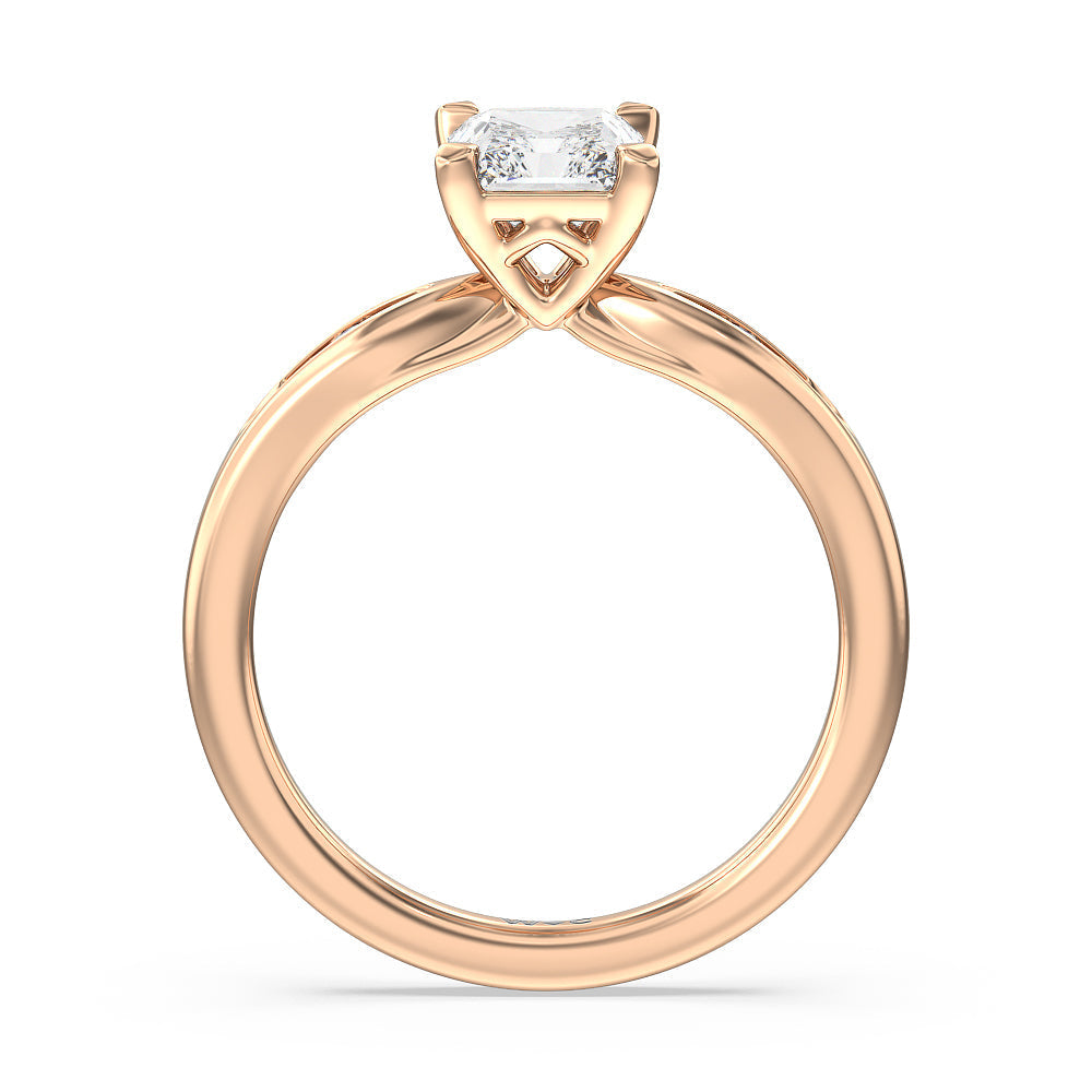 Petite Channel Set Engagement Ring with Radiant Cut Diamond in 14KT Rose Gold view 2

