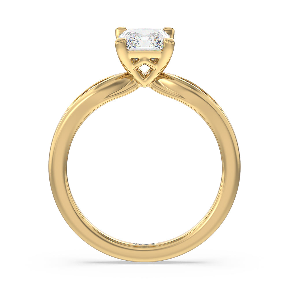 Petite Channel Set Engagement Ring with Radiant Cut Diamond in 14KT Yellow Gold view 2
