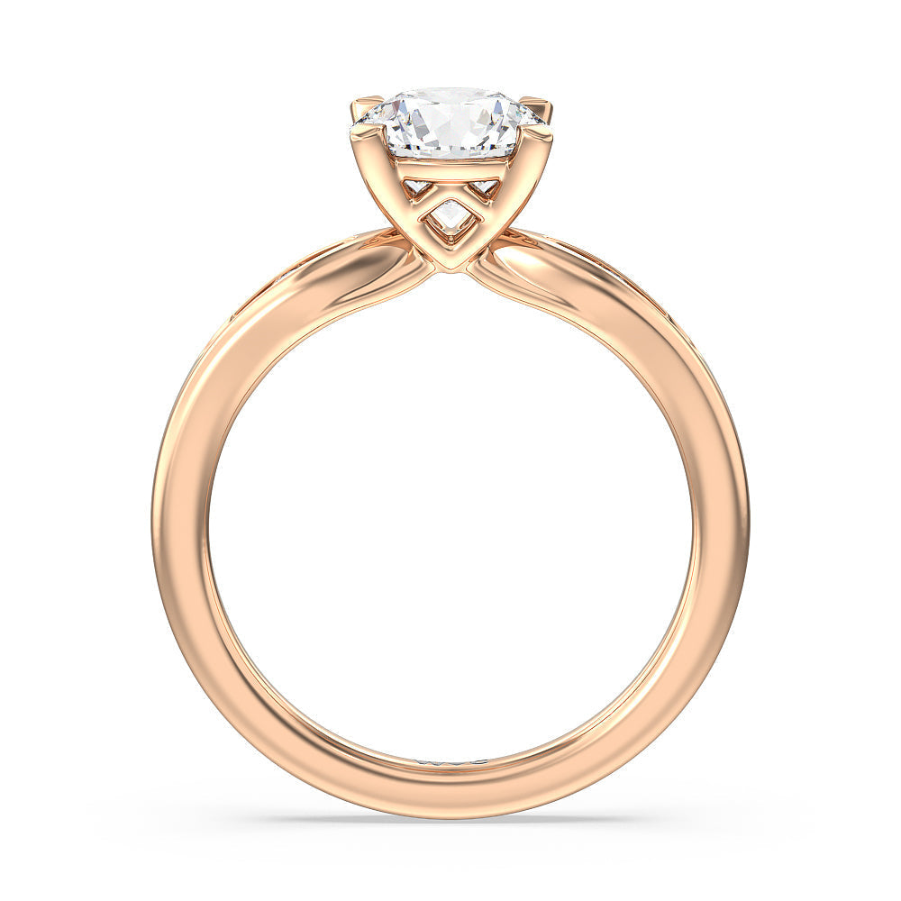 Petite Channel Set Engagement Ring with Round Cut Diamond in 14KT Rose Gold view 2
