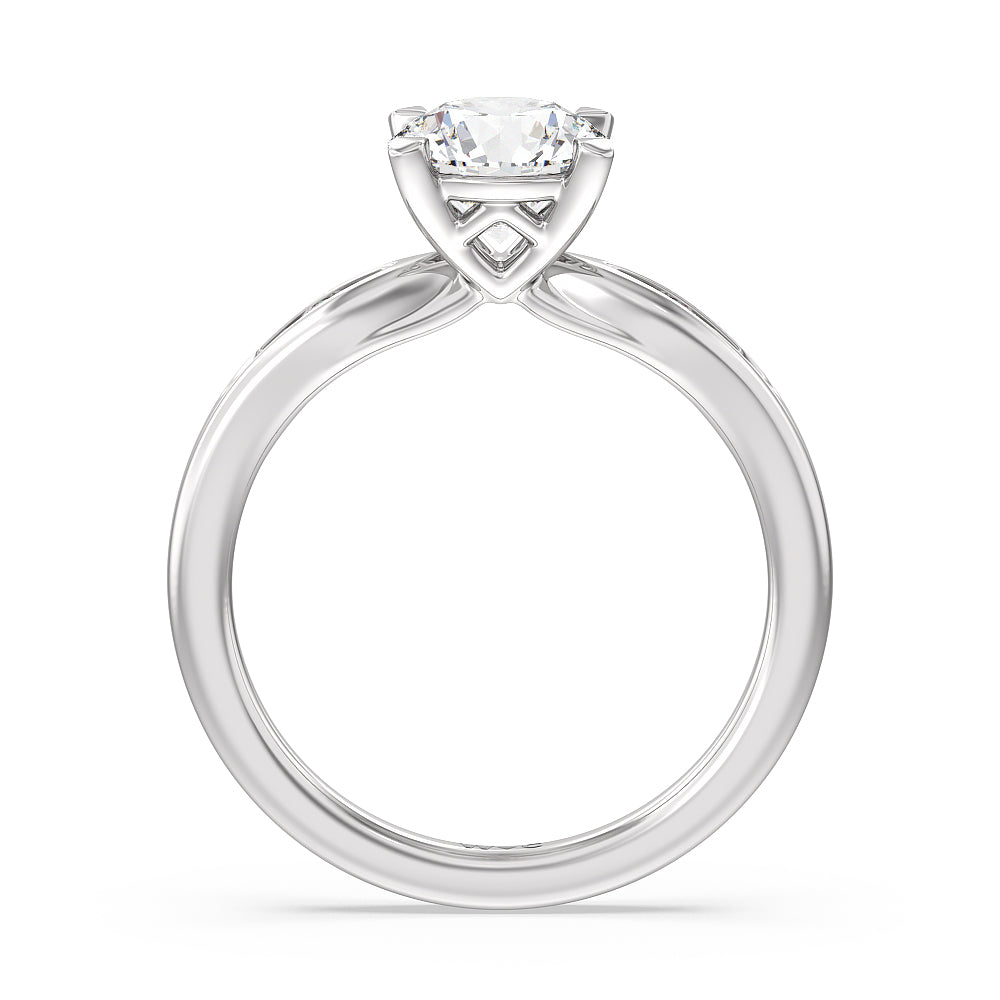 Petite Channel Set Engagement Ring with Round Cut Diamond in 14KT Platinum view 2
