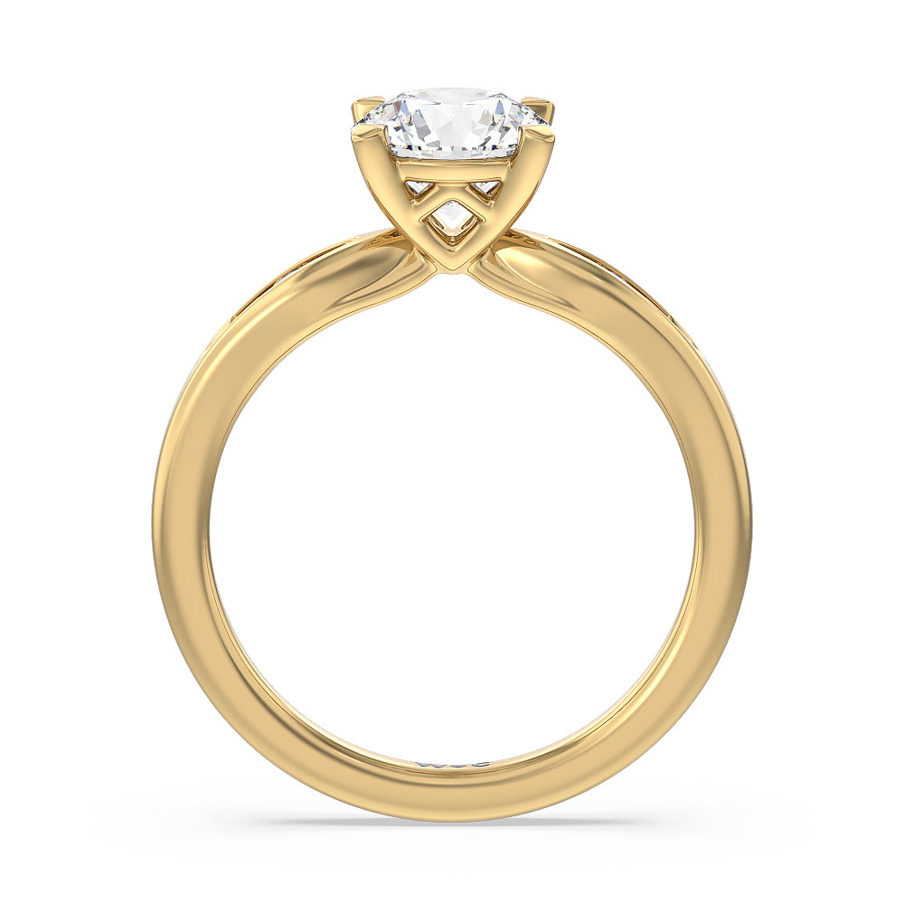 Petite Channel Set Engagement Ring with Round Cut Diamond in 14KT Yellow Gold view 2
