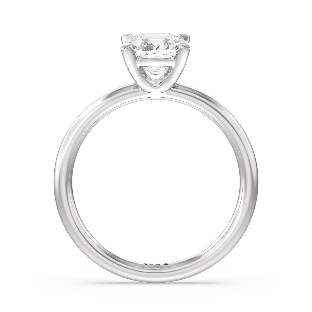Cushion Cut Classic Four Prong Petite Comfort Fit Solitaire Engagement Ring with Lab Grown Diamond in 14KT Platinum view 2

