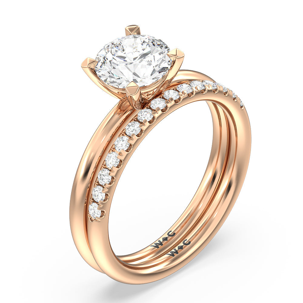 Emerald Cut Classic Four Prong Petite Comfort Fit Solitaire Engagement Ring with Lab Grown Diamond in 14KT Rose Gold view 4

