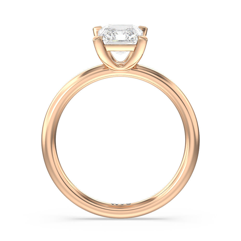 Radiant Cut Classic Four Prong Petite Comfort Fit Solitaire Engagement Ring with Lab Grown Diamond in 14KT Rose Gold view 2
