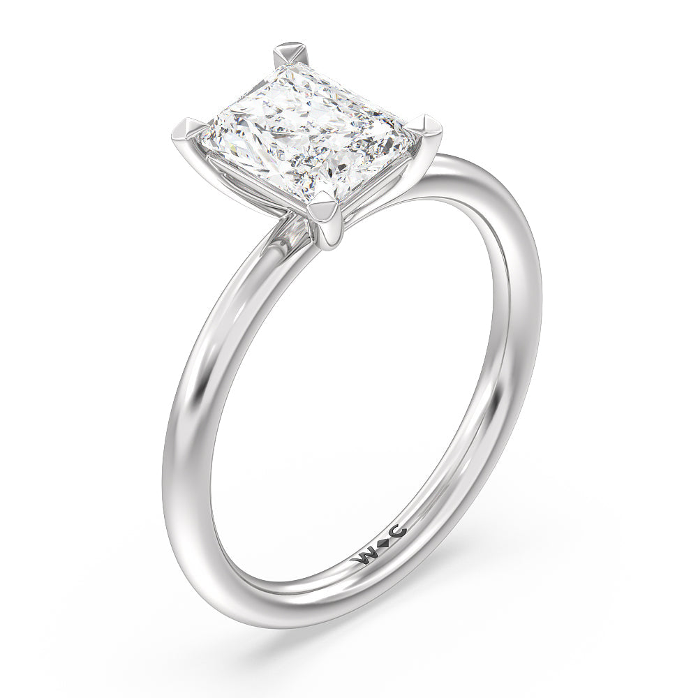Radiant Cut Classic Four Prong Petite Comfort Fit Solitaire Engagement Ring with Lab Grown Diamond in 14KT Platinum view 3
