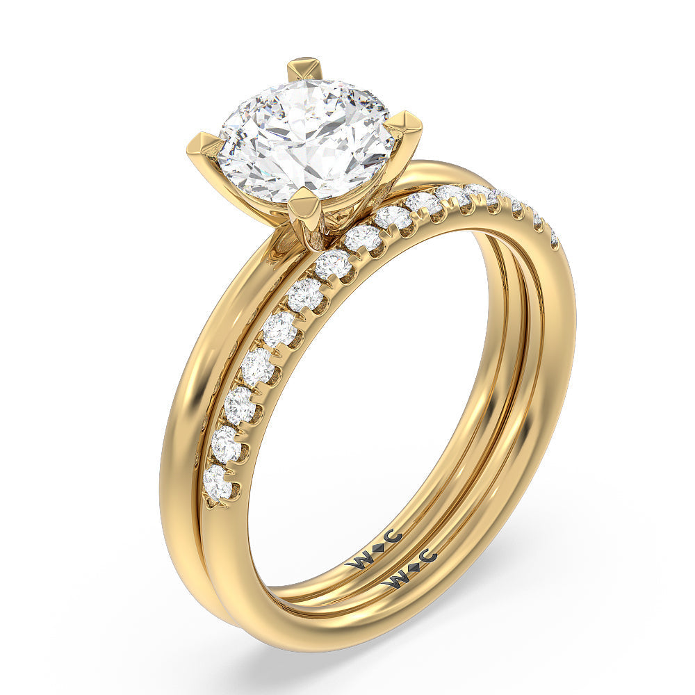 Radiant Cut Classic Four Prong Petite Comfort Fit Solitaire Engagement Ring with Lab Grown Diamond in 14KT Yellow Gold view 4
