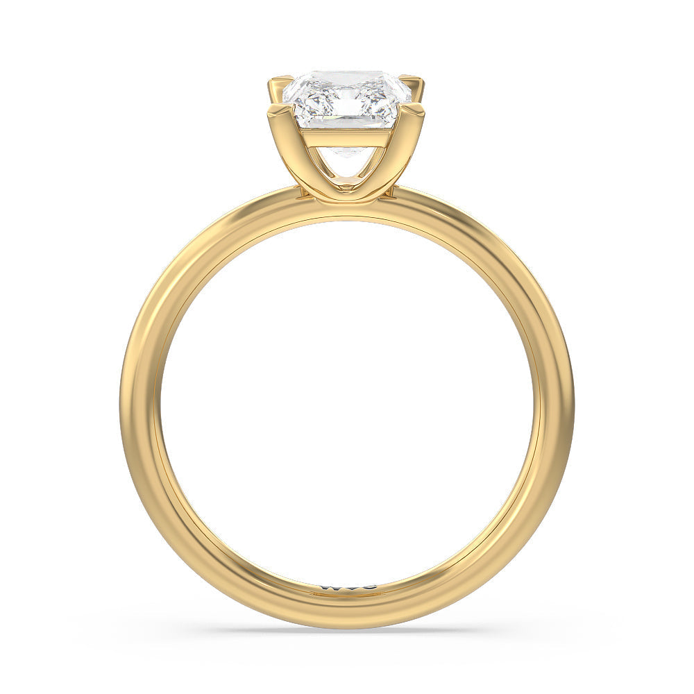 Radiant Cut Classic Four Prong Petite Comfort Fit Solitaire Engagement Ring with Lab Grown Diamond in 14KT Yellow Gold view 2

