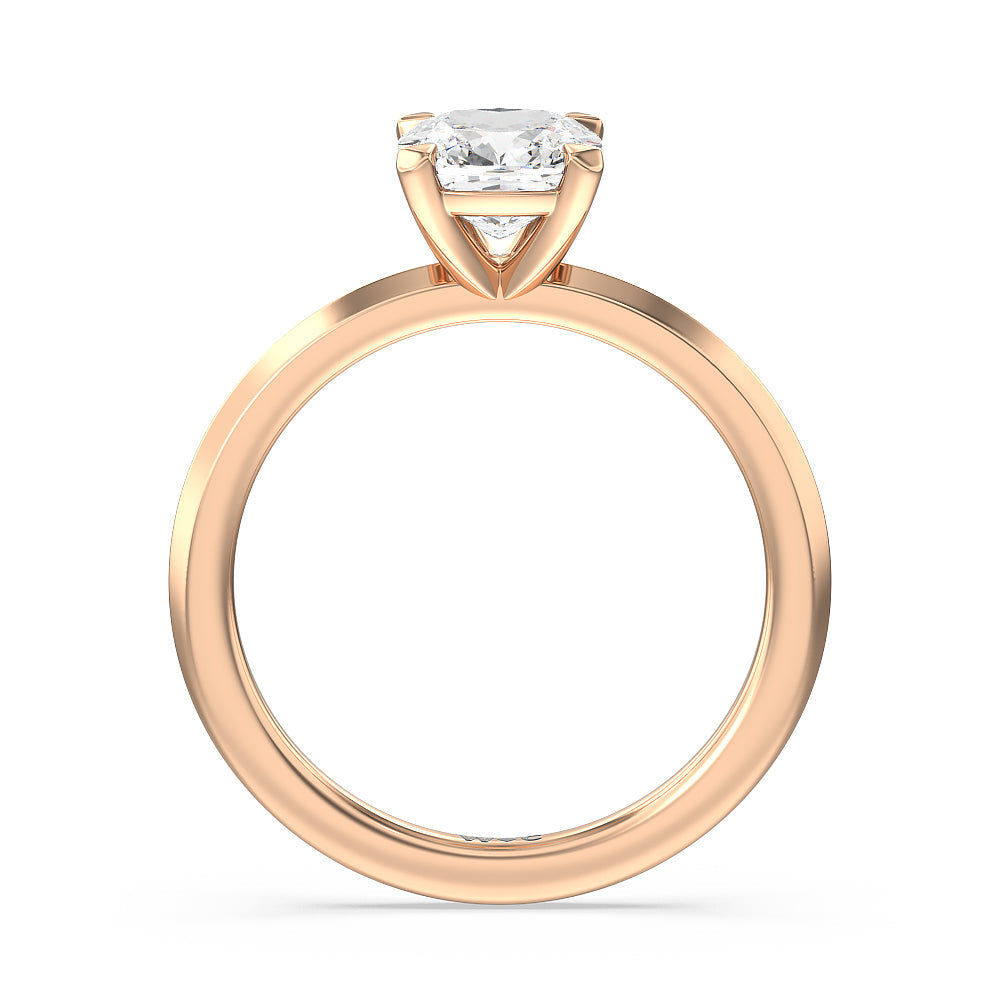 Cushion Cut Petite Knife Edge Solitaire Engagement Ring with Lab Grown Diamond in 14KT Rose Gold view 2
