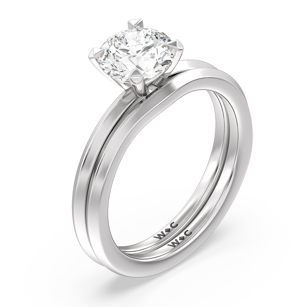 Cushion Cut Petite Knife Edge Solitaire Engagement Ring with Lab Grown Diamond in 14KT Platinum view 4
