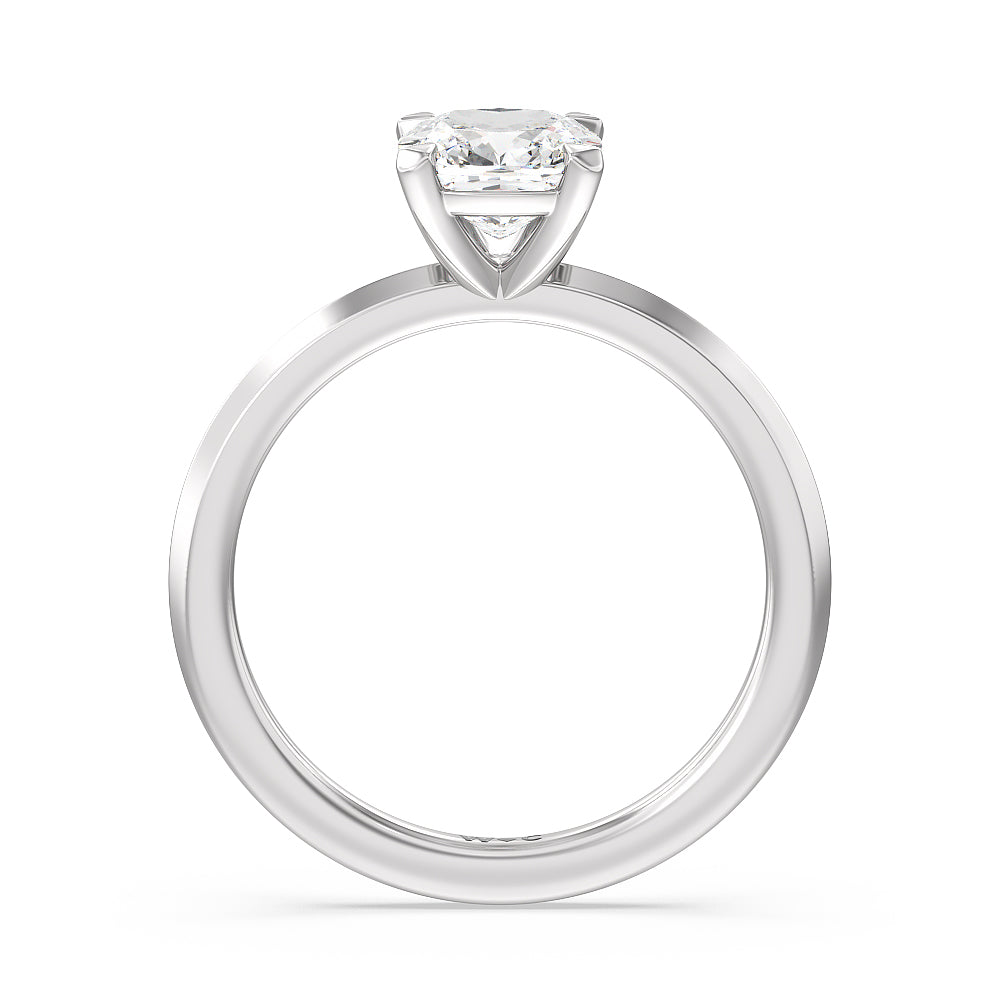 Cushion Cut Petite Knife Edge Solitaire Engagement Ring with Lab Grown Diamond in 14KT Platinum view 2
