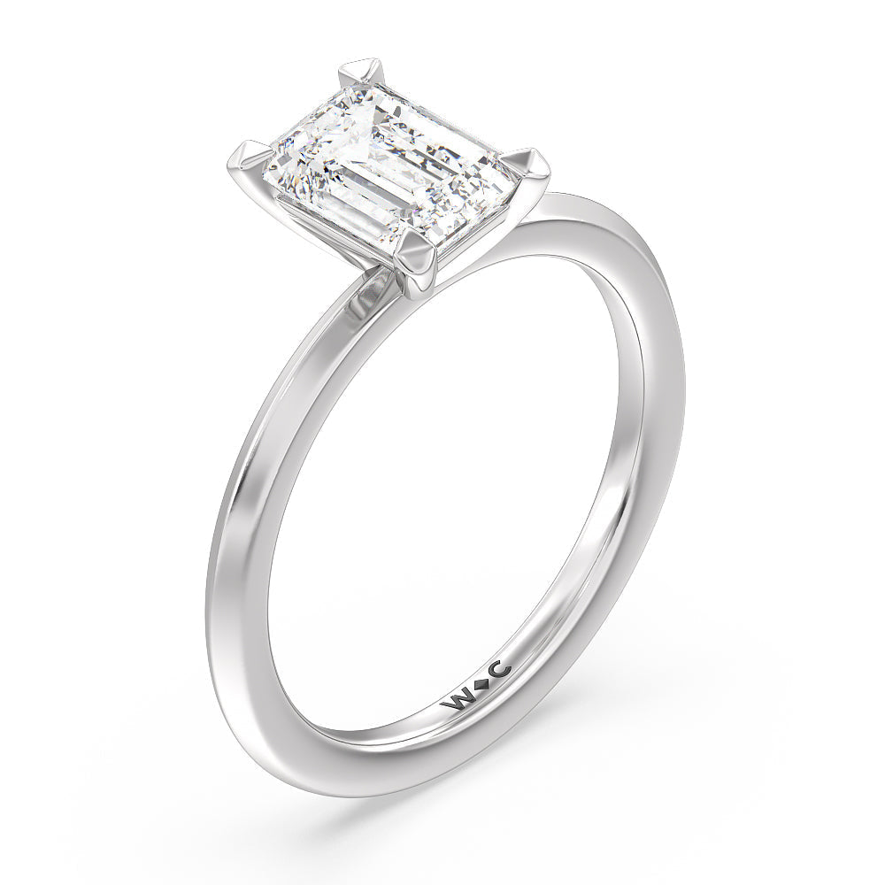 Emerald Cut Petite Knife Edge Solitaire Engagement Ring with Lab Grown Diamond in 14KT Platinum view 3
