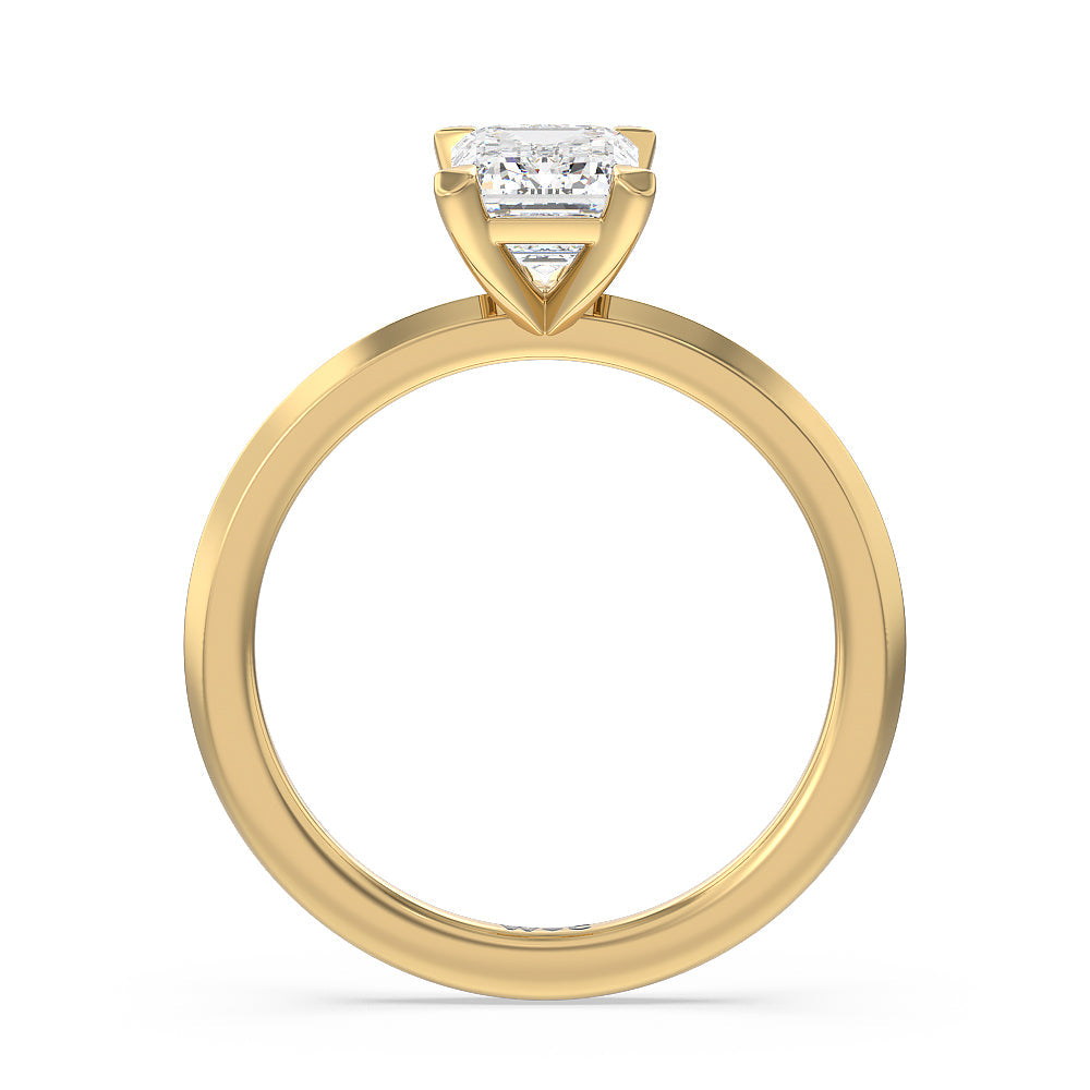 Emerald Cut Petite Knife Edge Solitaire Engagement Ring with Lab Grown Diamond in 14KT Yellow Gold view 2
