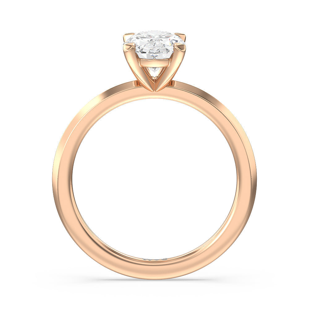Oval Cut Petite Knife Edge Solitaire Engagement Ring with Lab Grown Diamond in 14KT Rose Gold view 2
