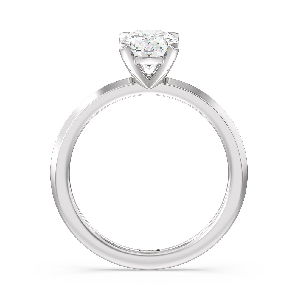 Oval Cut Petite Knife Edge Solitaire Engagement Ring with Lab Grown Diamond in 14KT Platinum view 2
