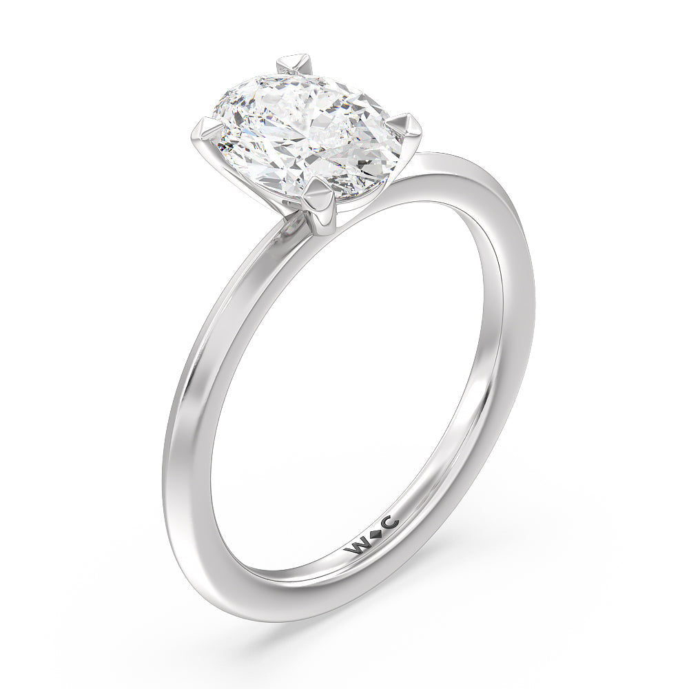 Oval Cut Petite Knife Edge Solitaire Engagement Ring with Lab Grown Diamond in 14KT Platinum view 3
