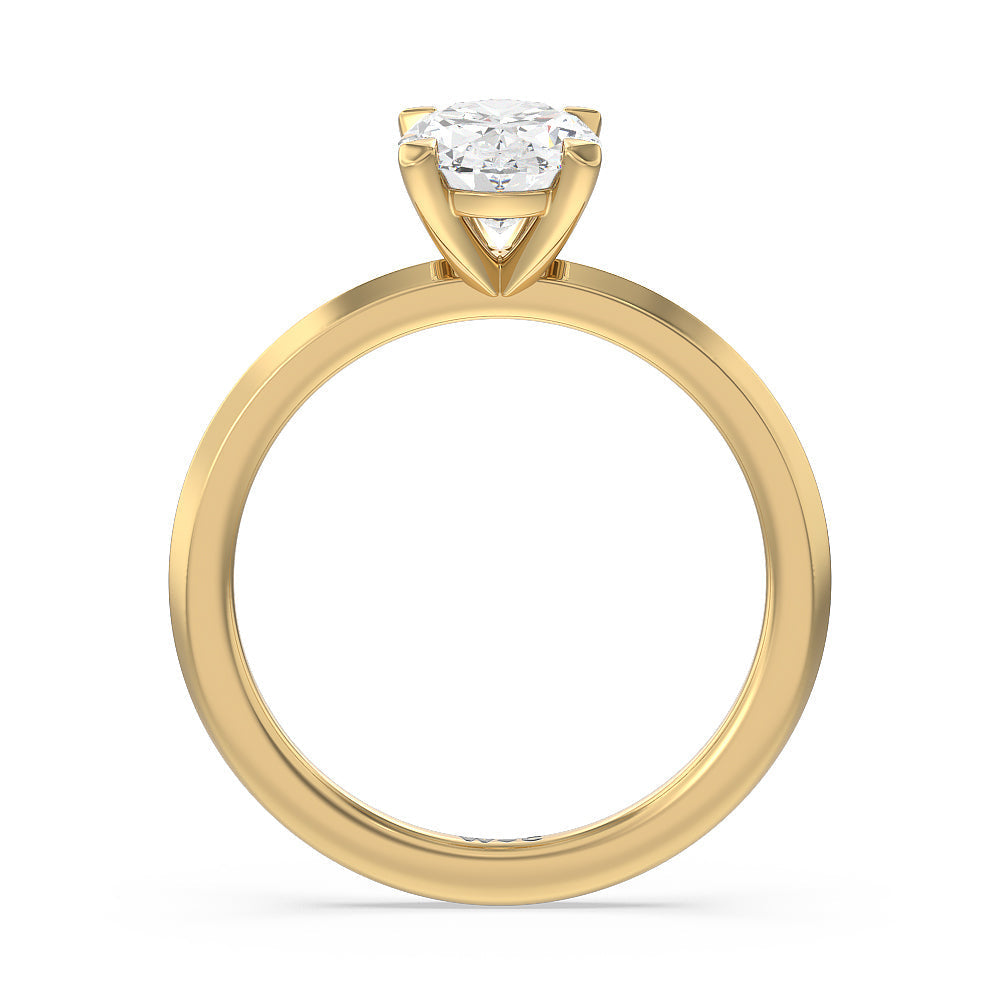 Oval Cut Petite Knife Edge Solitaire Engagement Ring with Lab Grown Diamond in 14KT Yellow Gold view 2
