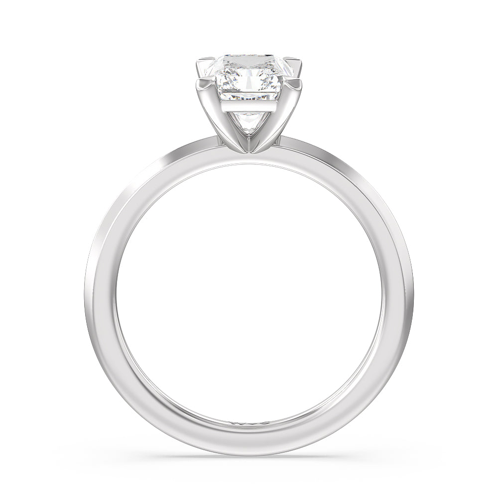Radiant Cut Petite Knife Edge Solitaire Engagement Ring with Lab Grown Diamond in 14KT Platinum view 2
