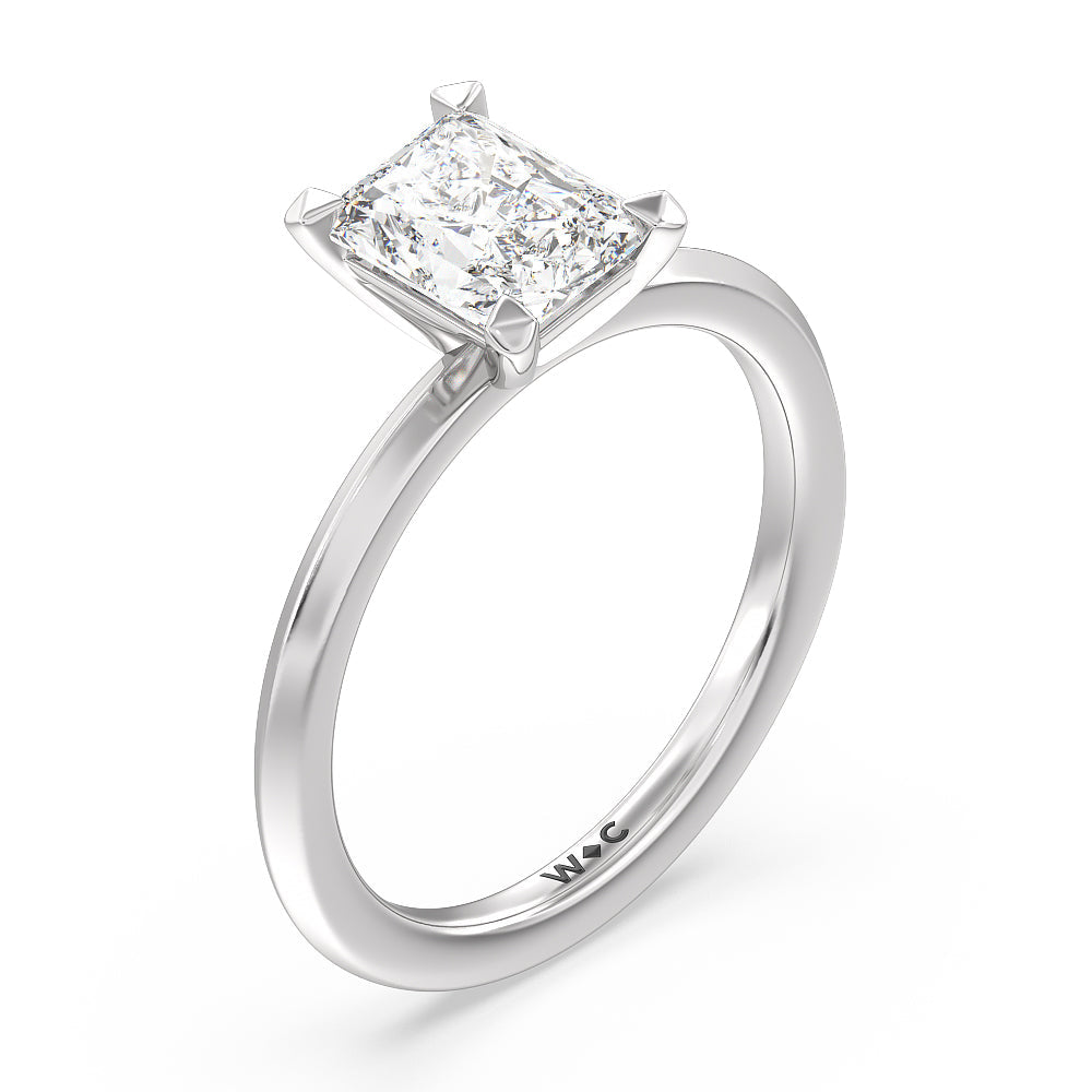 Radiant Cut Petite Knife Edge Solitaire Engagement Ring with Lab Grown Diamond in 14KT Platinum view 3
