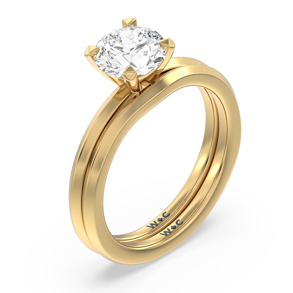 Radiant Cut Petite Knife Edge Solitaire Engagement Ring with Lab Grown Diamond in 14KT Yellow Gold view 4
