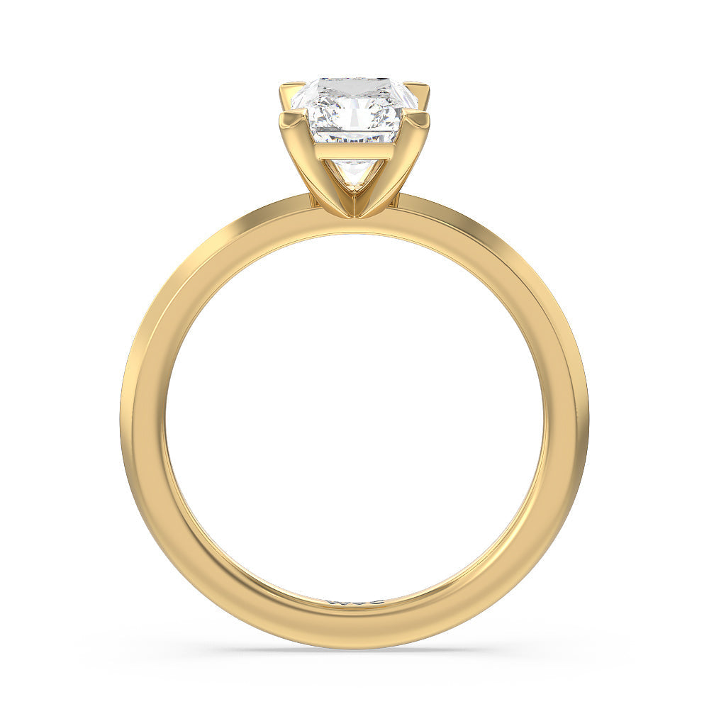 Radiant Cut Petite Knife Edge Solitaire Engagement Ring with Lab Grown Diamond in 14KT Yellow Gold view 2
