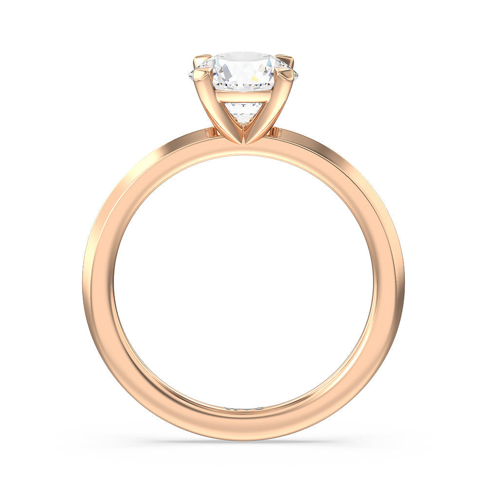 Round Cut Petite Knife Edge Solitaire Engagement Ring with Lab Grown Diamond in 14KT Rose Gold view 2
