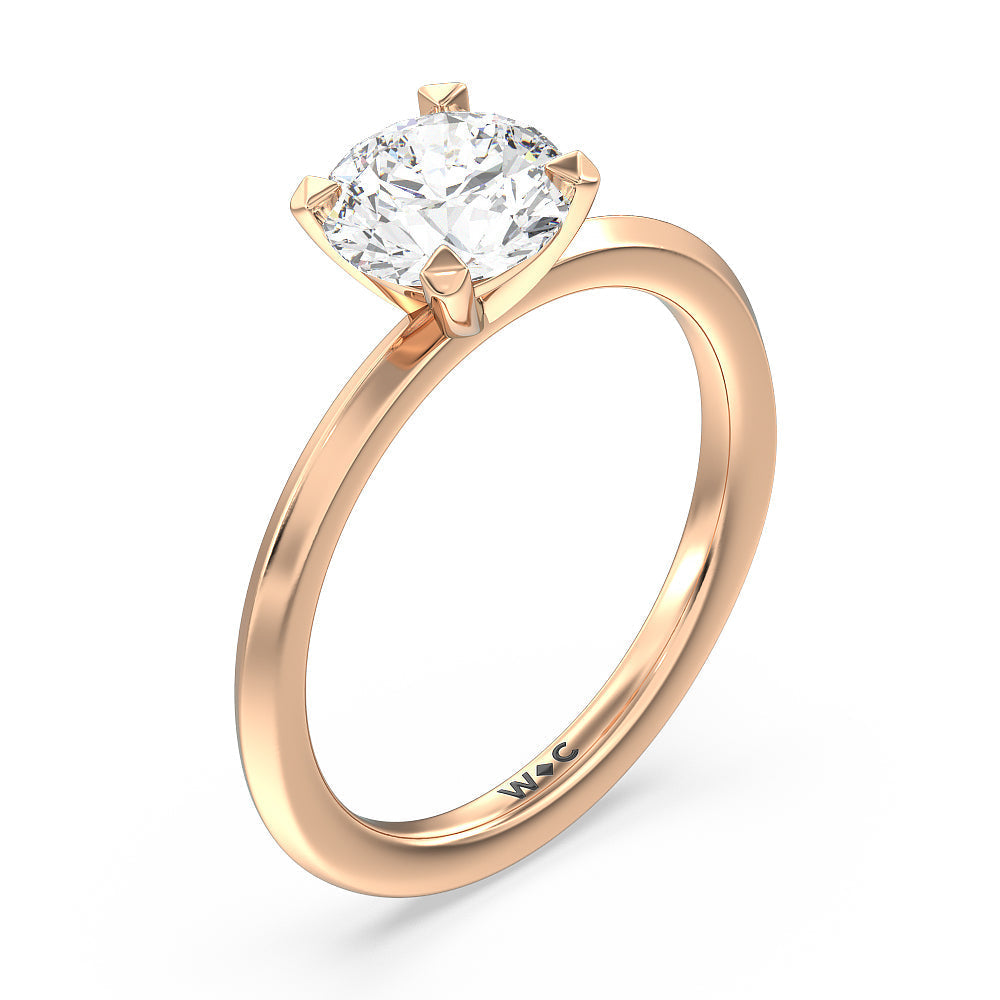 Round Cut Petite Knife Edge Solitaire Engagement Ring with Lab Grown Diamond in 14KT Rose Gold view 3
