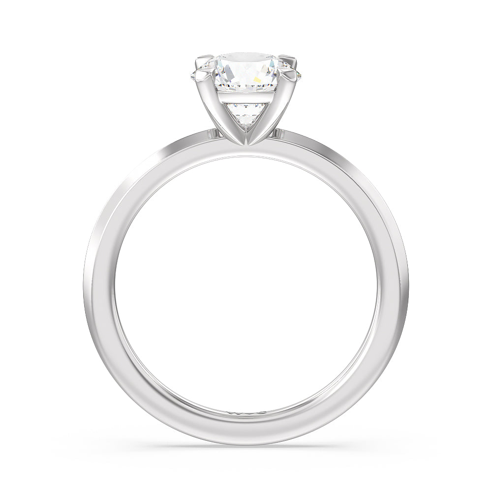 Round Cut Petite Knife Edge Solitaire Engagement Ring with Lab Grown Diamond in 14KT Platinum view 2
