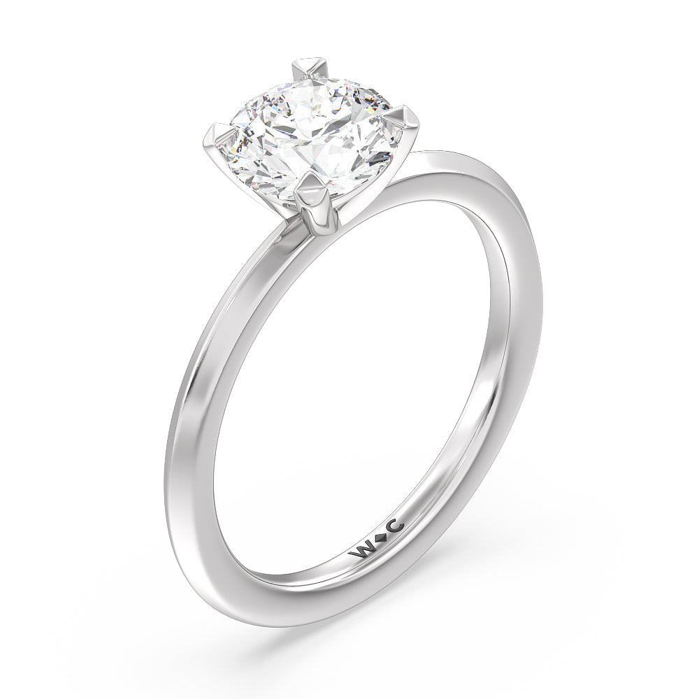 Round Cut Petite Knife Edge Solitaire Engagement Ring with Lab Grown Diamond in 14KT Platinum view 3
