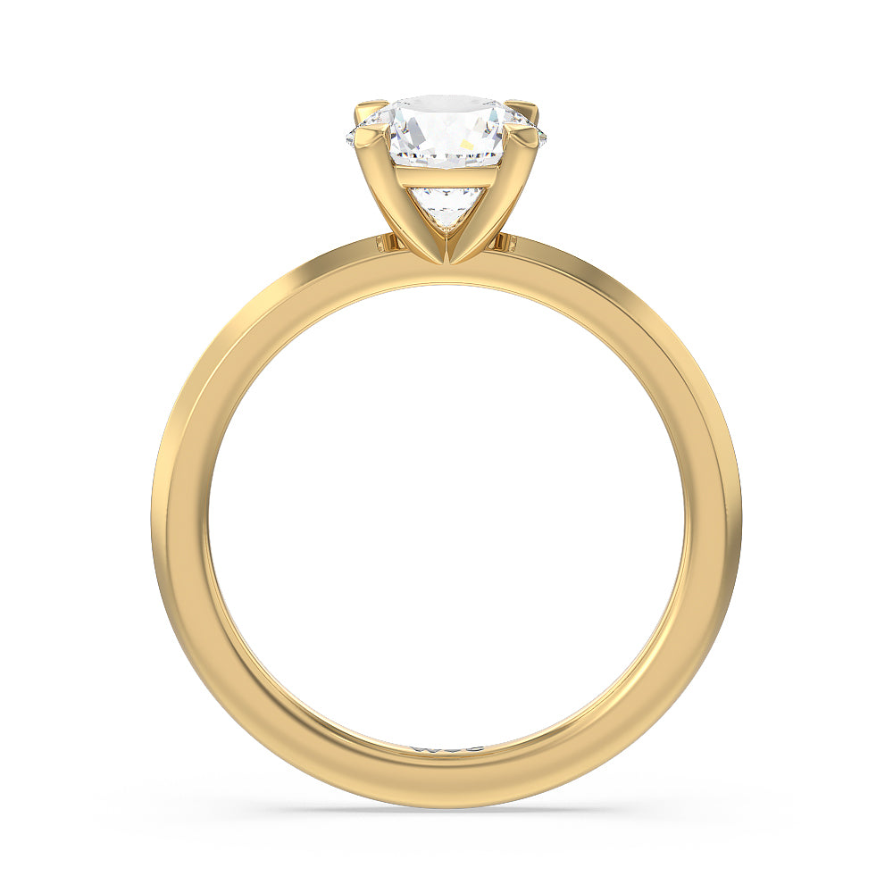 Round Cut Petite Knife Edge Solitaire Engagement Ring with Lab Grown Diamond in 14KT Yellow Gold view 2
