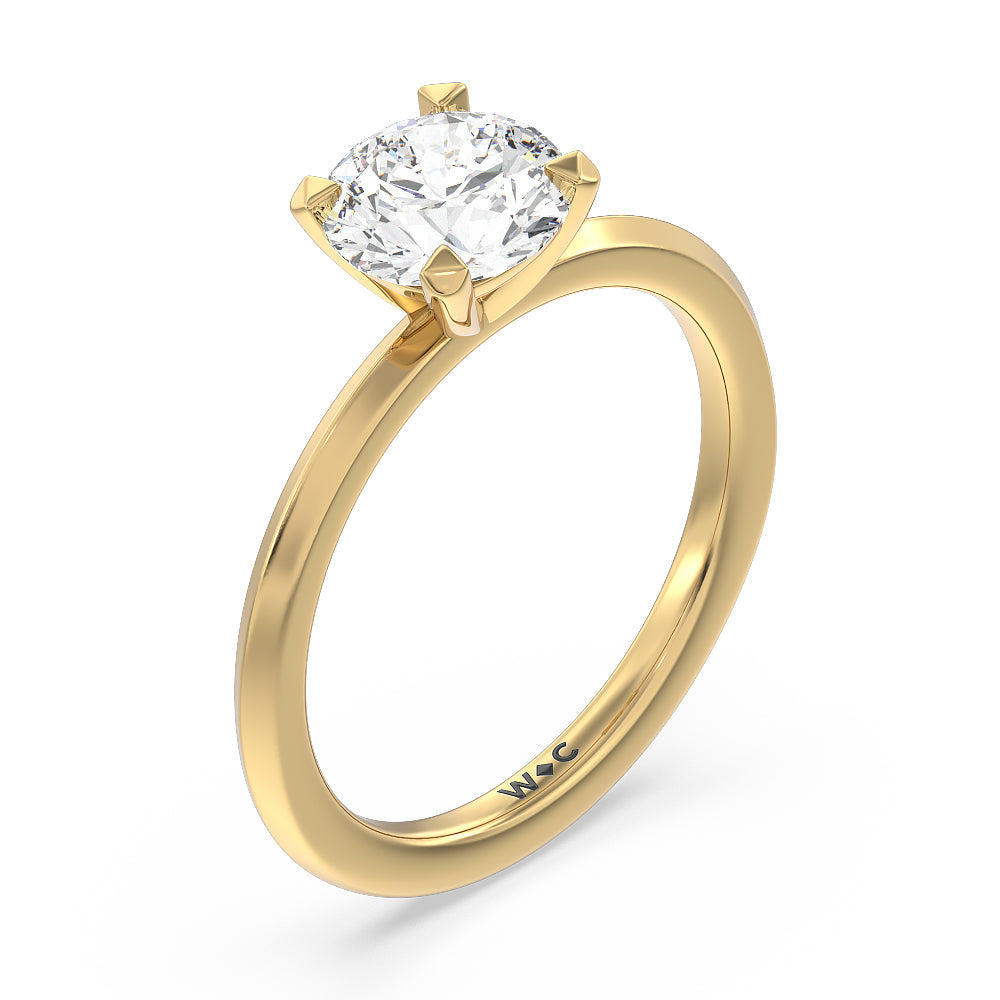 Round Cut Petite Knife Edge Solitaire Engagement Ring with Lab Grown Diamond in 14KT Yellow Gold view 3
