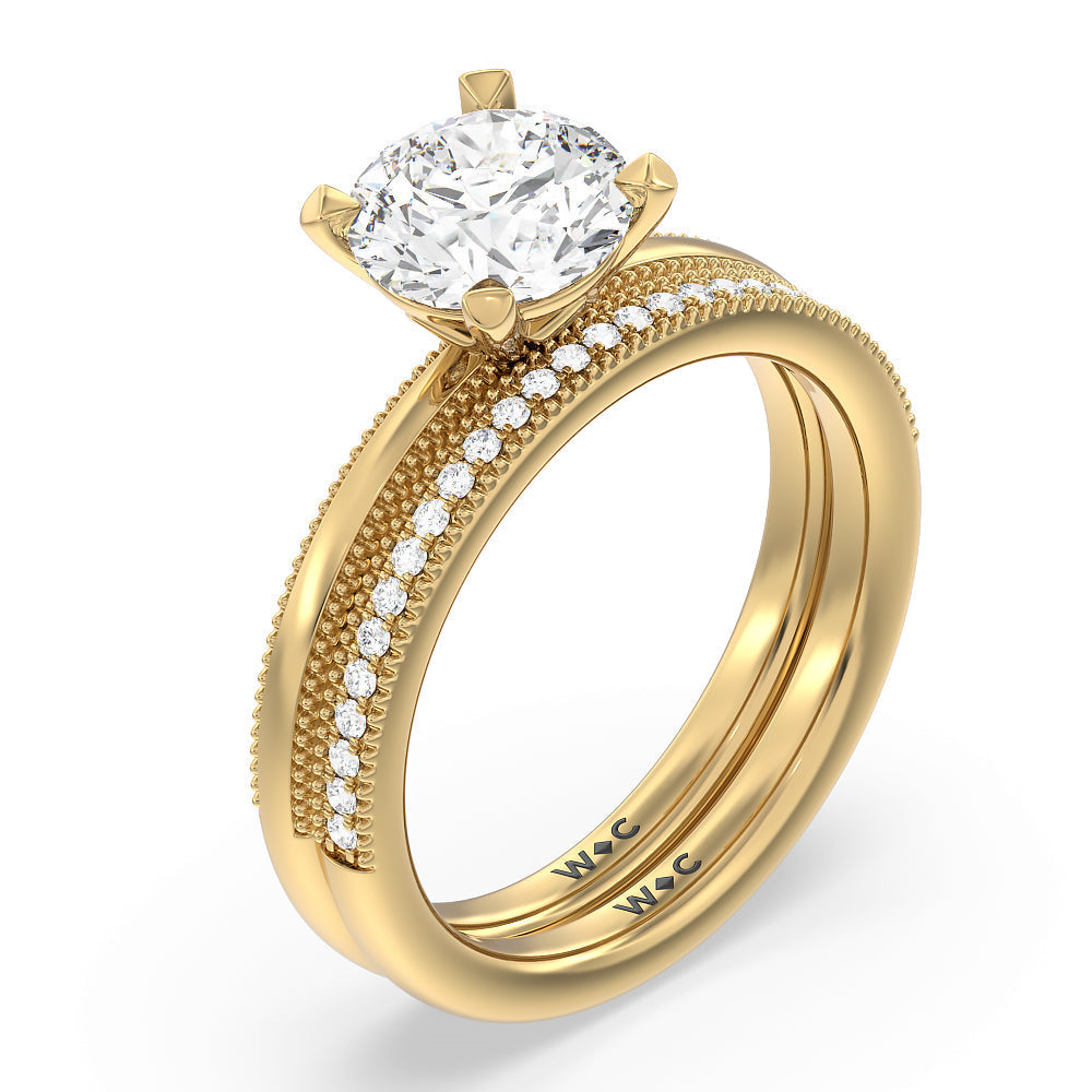 Kite Basket Four Prong Solitaire Engagement Ring with Emerald Cut Diamond in 14KT Yellow Gold view 4
