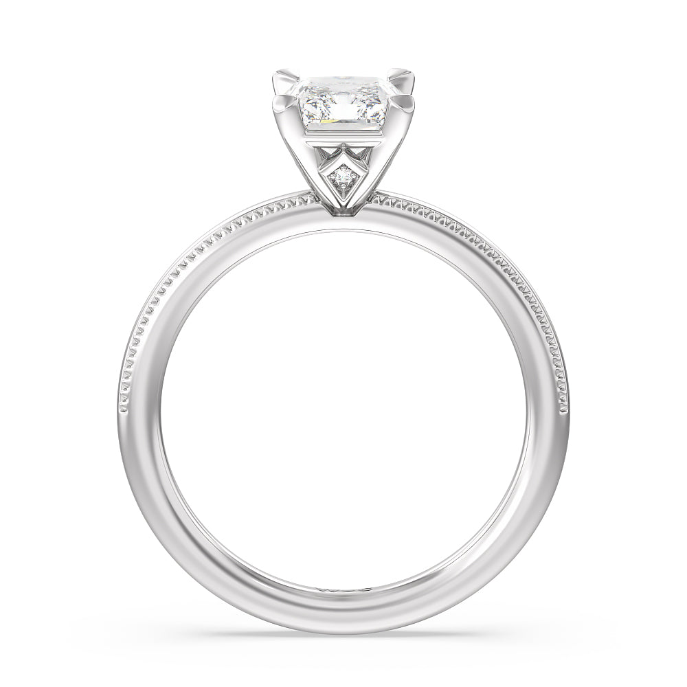 Kite Basket Four Prong Solitaire Engagement Ring with Radiant Cut Diamond in 14KT Platinum view 2
