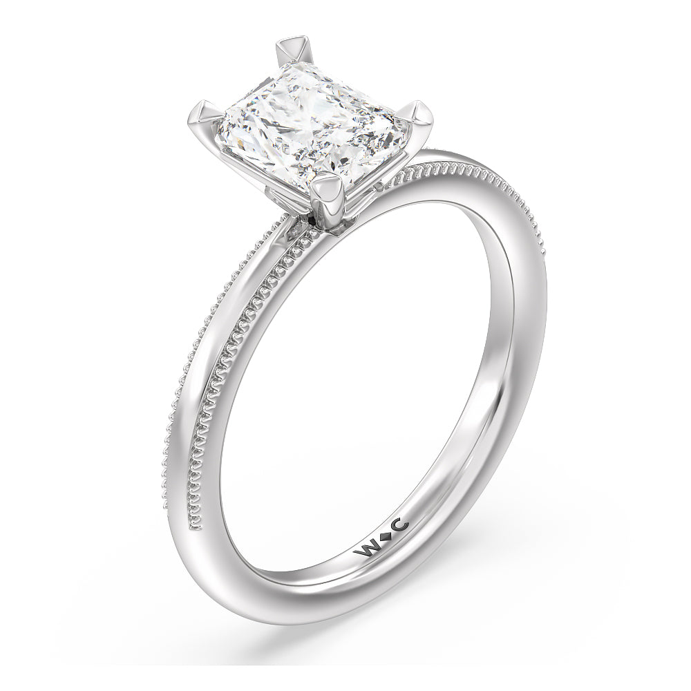 Kite Basket Four Prong Solitaire Engagement Ring with Radiant Cut Diamond in 14KT Platinum view 3
