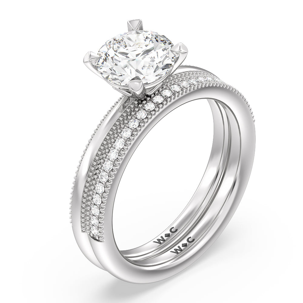Kite Basket Four Prong Solitaire Engagement Ring with Round Cut Diamond in 14KT Platinum view 4
