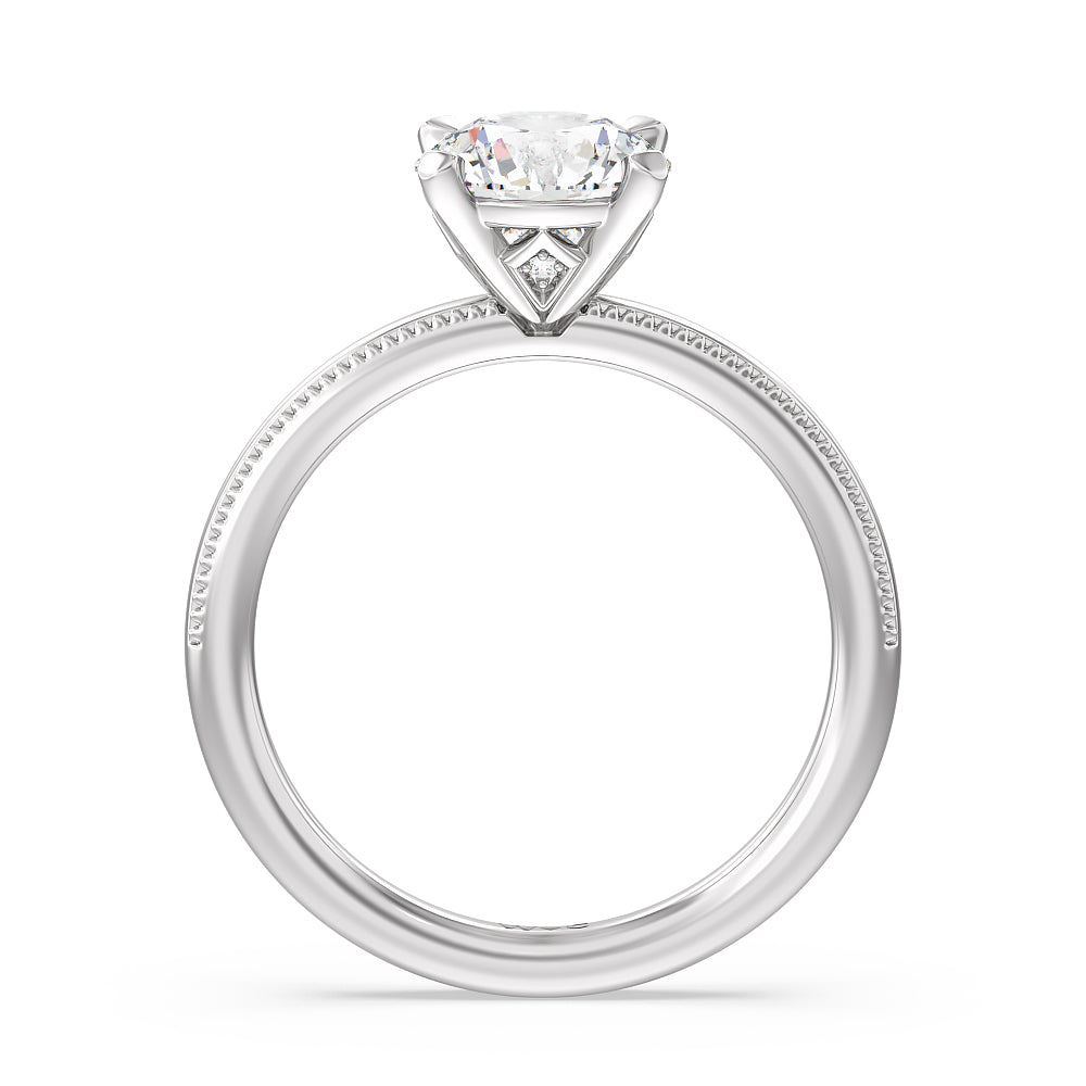 Kite Basket Four Prong Solitaire Engagement Ring with Round Cut Diamond in 14KT Platinum view 2
