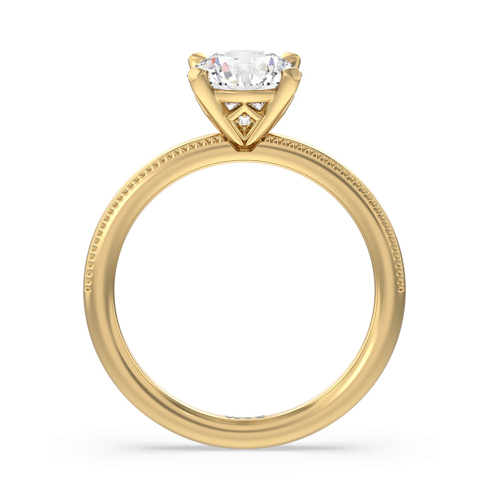 Kite Basket Four Prong Solitaire Engagement Ring with Round Cut Diamond in 14KT Yellow Gold view 2
