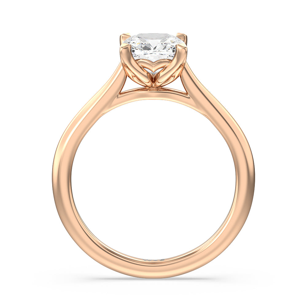 Cushion Cut Tulip Basket Cathedral Classic Solitaire Engagement Ring with Lab Grown Diamond in 14KT Rose Gold view 2
