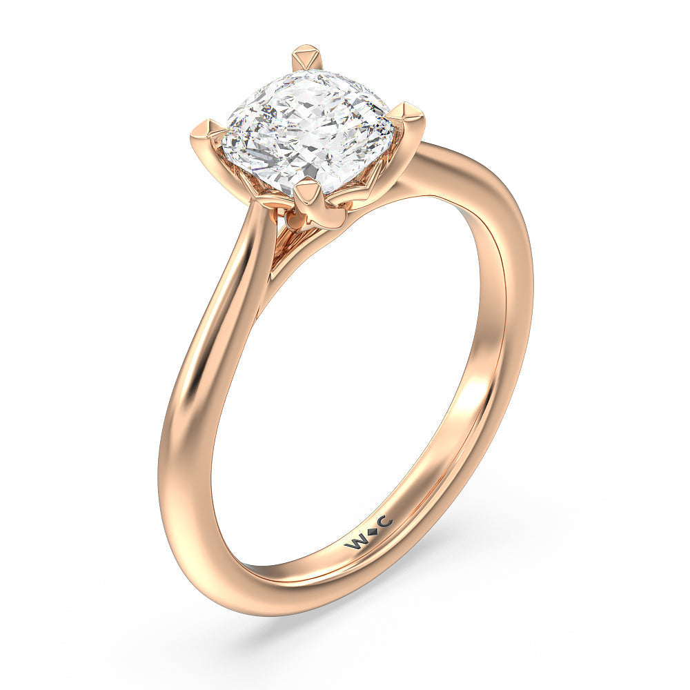 Cushion Cut Tulip Basket Cathedral Classic Solitaire Engagement Ring with Lab Grown Diamond in 14KT Rose Gold view 3
