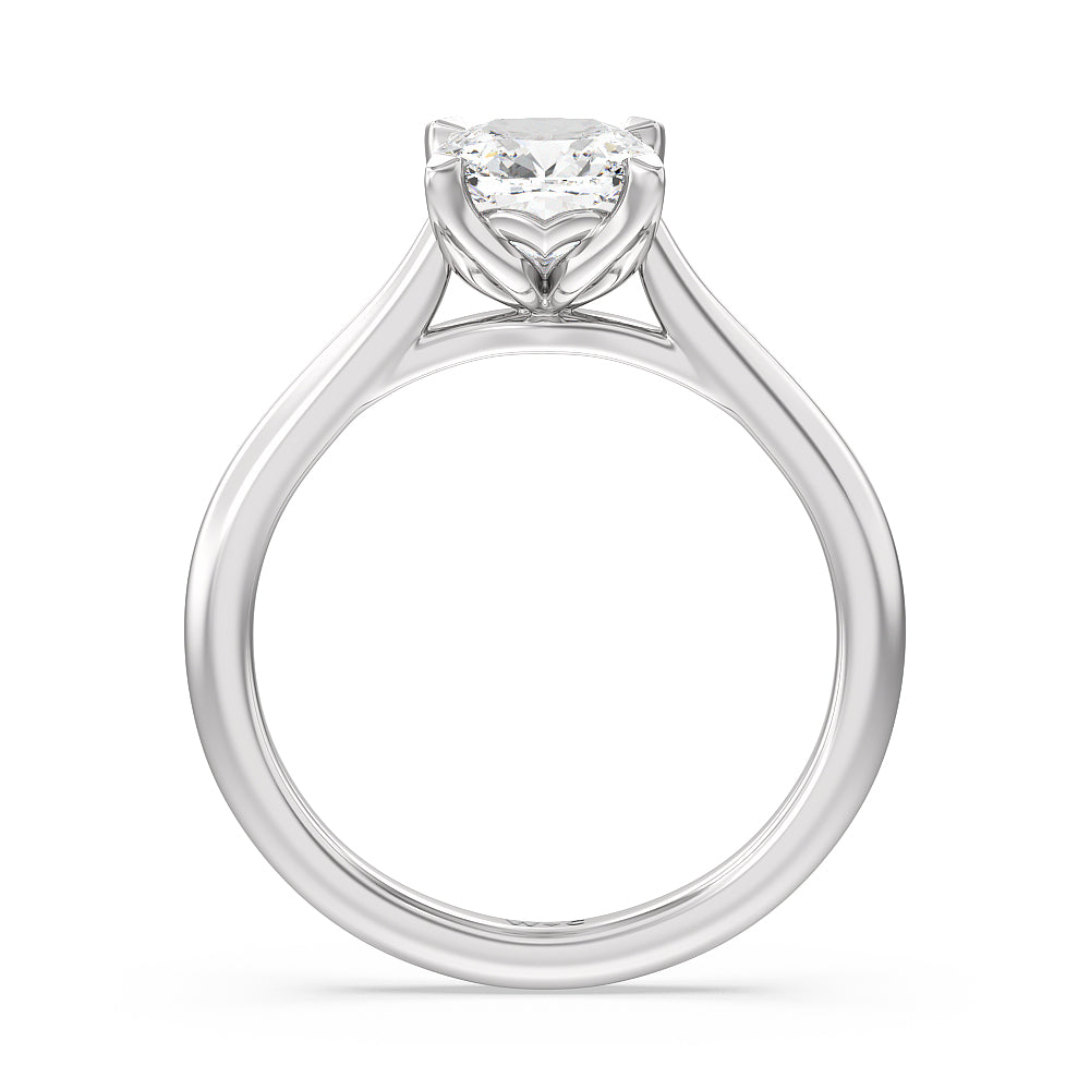 Cushion Cut Tulip Basket Cathedral Classic Solitaire Engagement Ring with Lab Grown Diamond in 14KT Platinum view 2
