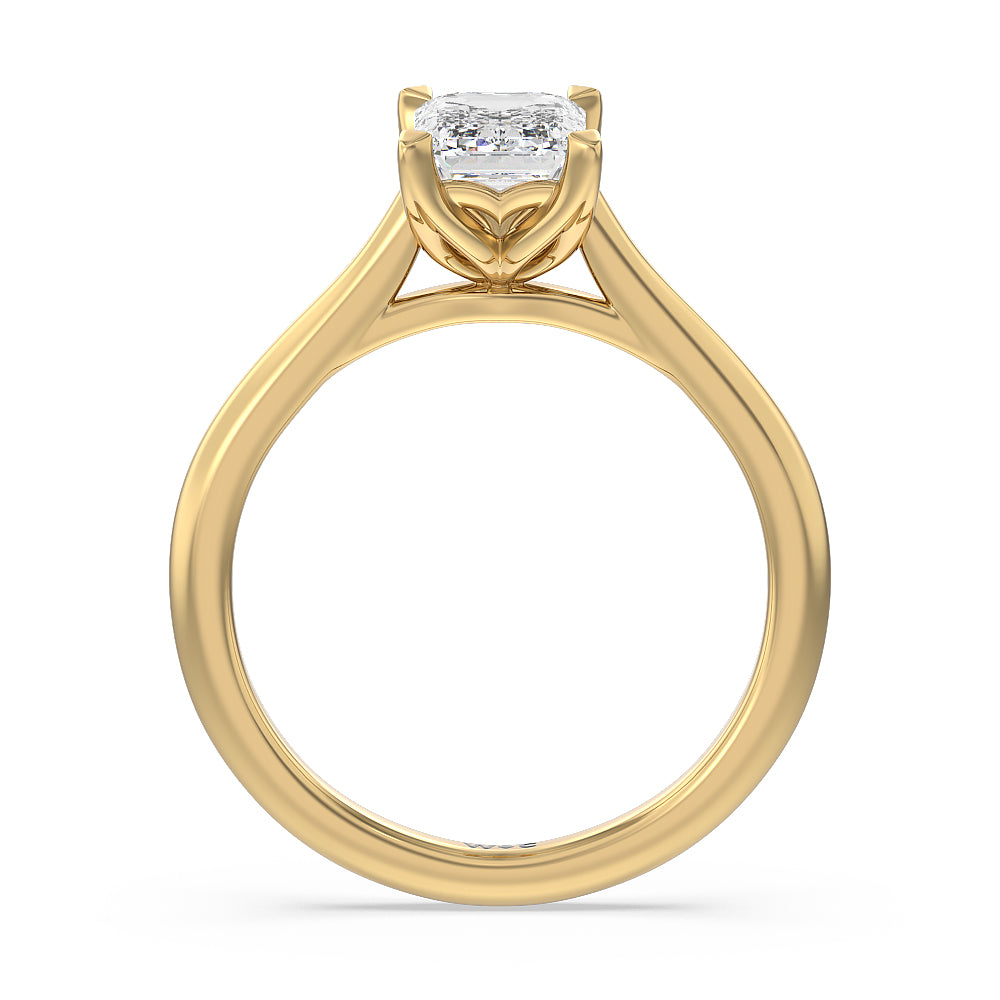 Emerald Cut Tulip Basket Cathedral Classic Solitaire Engagement Ring with Lab Grown Diamond in 14KT Yellow Gold view 2
