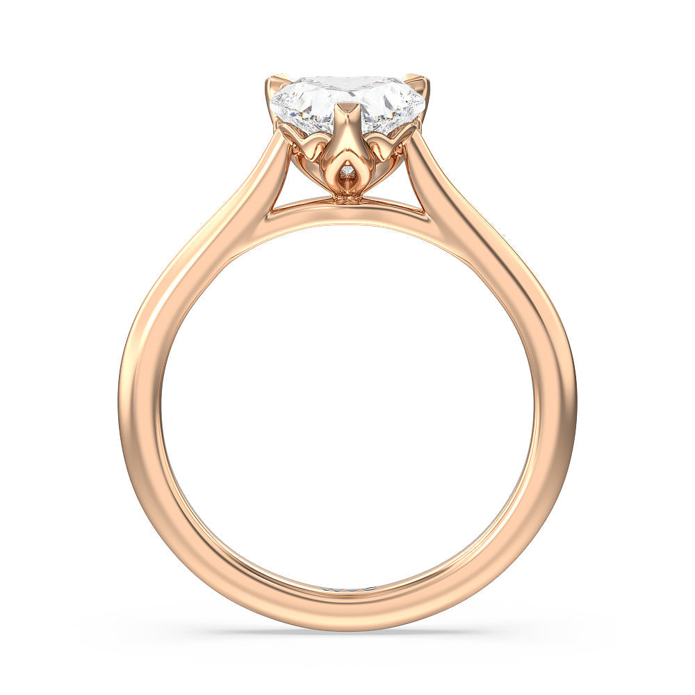 Heart Cut Tulip Basket Cathedral Classic Solitaire Engagement Ring with Lab Grown Diamond in 14KT Rose Gold view 2
