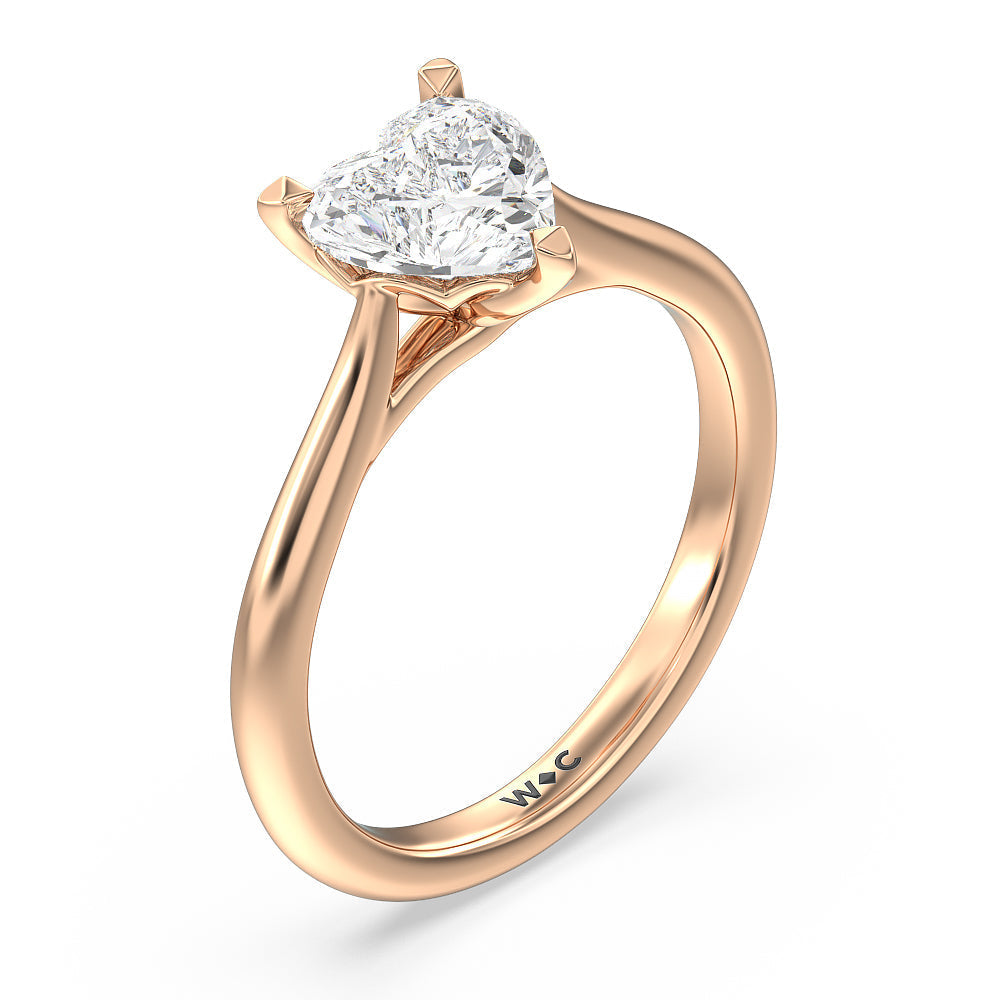 Heart Cut Tulip Basket Cathedral Classic Solitaire Engagement Ring with Lab Grown Diamond in 14KT Rose Gold view 3
