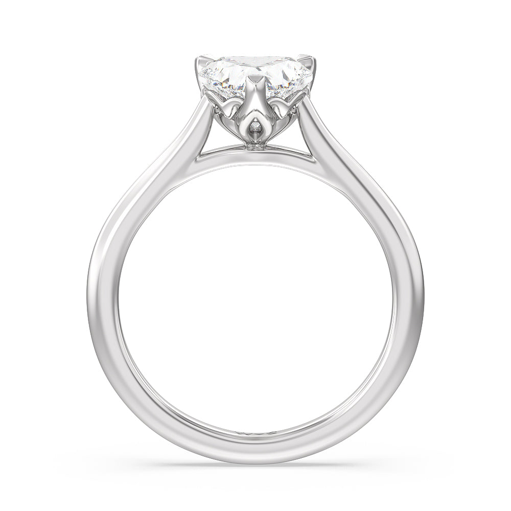 Heart Cut Tulip Basket Cathedral Classic Solitaire Engagement Ring with Lab Grown Diamond in 14KT Platinum view 2
