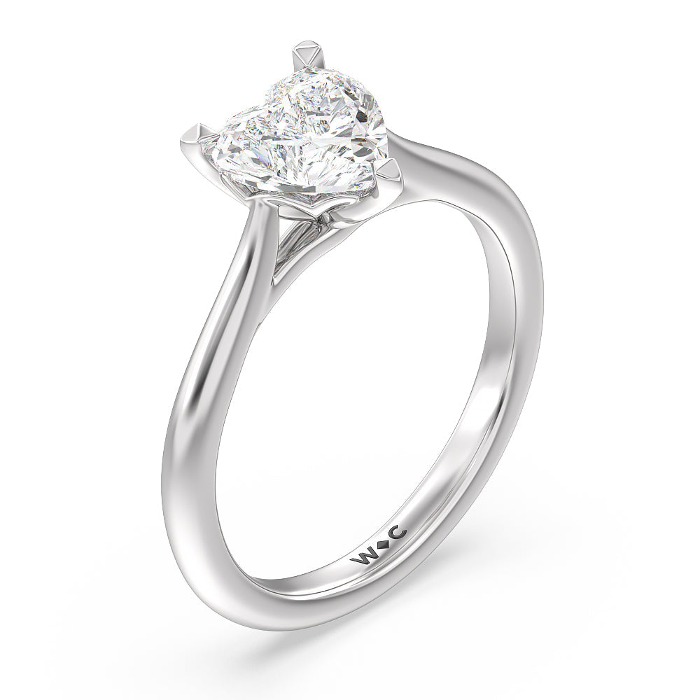 Heart Cut Tulip Basket Cathedral Classic Solitaire Engagement Ring with Lab Grown Diamond in 14KT Platinum view 3
