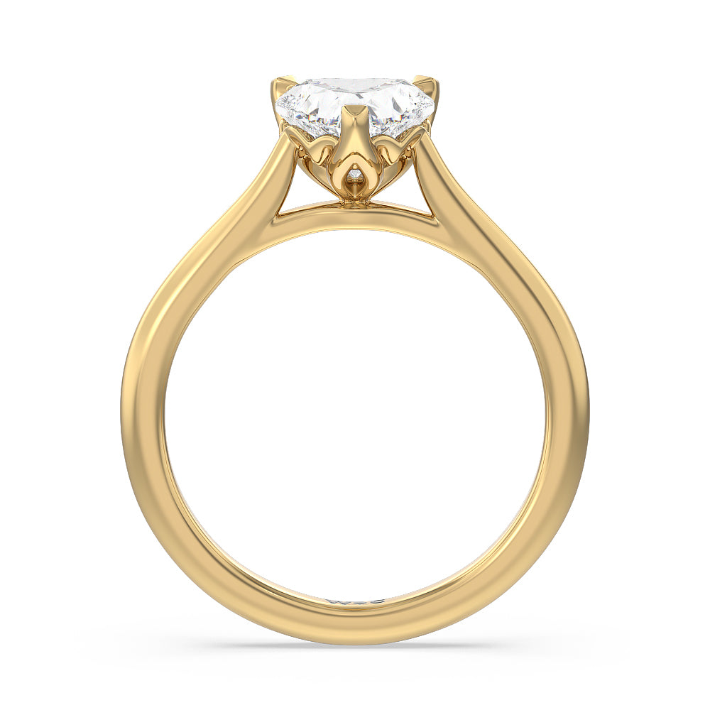 Heart Cut Tulip Basket Cathedral Classic Solitaire Engagement Ring with Lab Grown Diamond in 14KT Yellow Gold view 2
