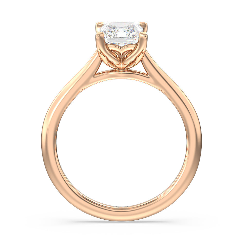 Radiant Cut Tulip Basket Cathedral Classic Solitaire Engagement Ring with Lab Grown Diamond in 14KT Rose Gold view 2
