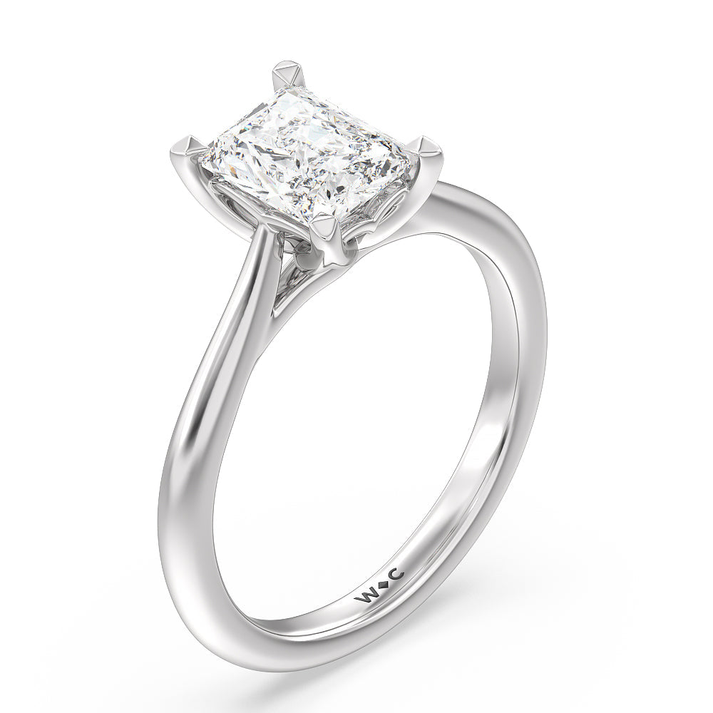 Radiant Cut Tulip Basket Cathedral Classic Solitaire Engagement Ring with Lab Grown Diamond in 14KT Platinum view 3
