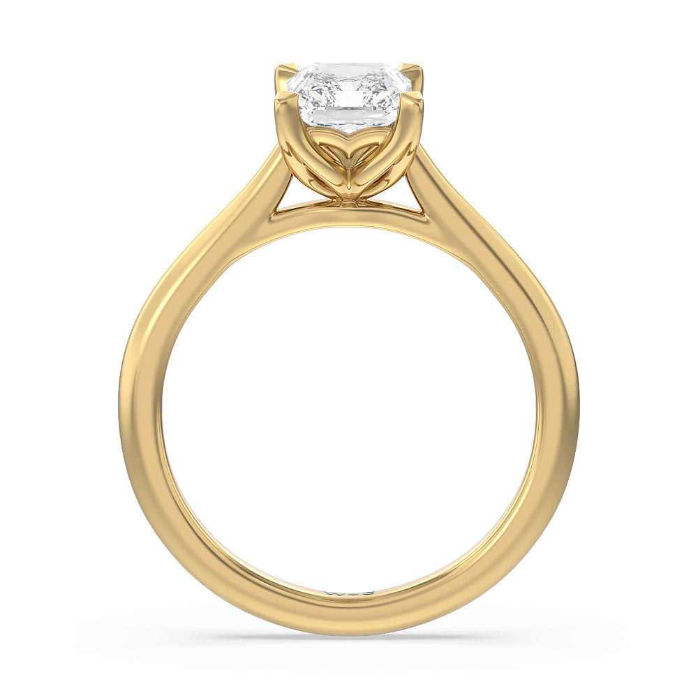 Radiant Cut Tulip Basket Cathedral Classic Solitaire Engagement Ring with Lab Grown Diamond in 14KT Yellow Gold view 2
